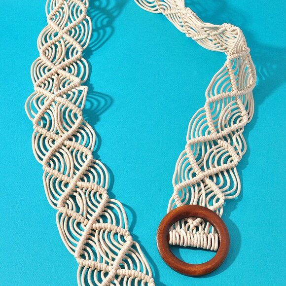 Urban Outfitters Woven Waxed Macrame Boho Bohemian Style Buckle Belt in 3 Colors - Picture 12 of 16